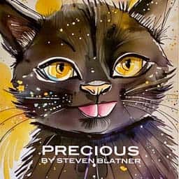 image of the cover of the book Precious, by Steven Blatner featuring an illustration of a cat